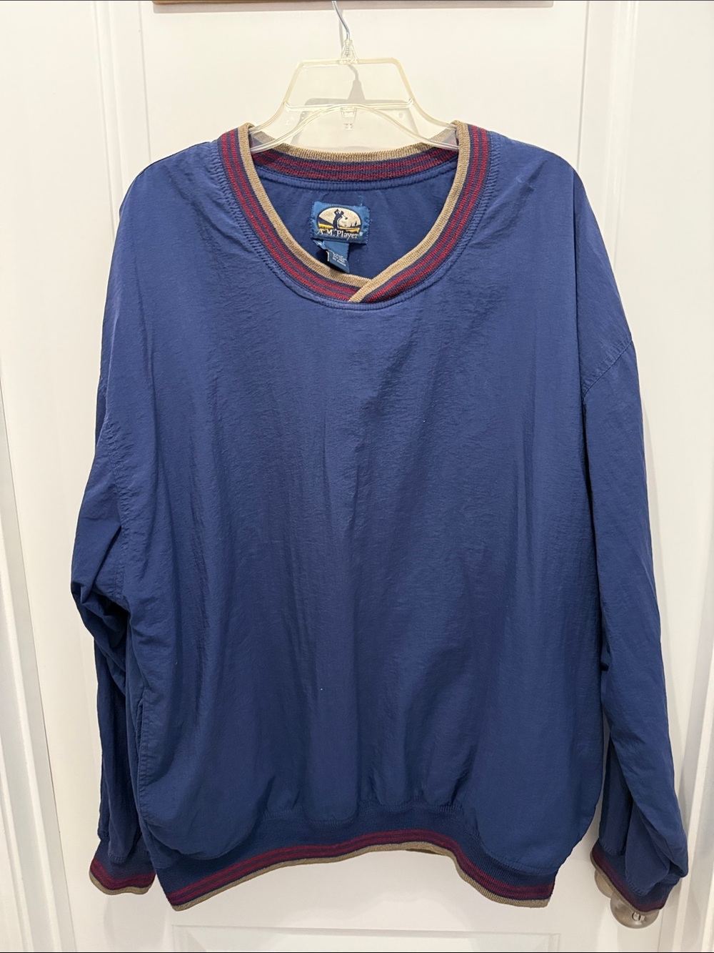 Vintage Men's Relaxed Windbreaker Pullover in Navy with Pockets